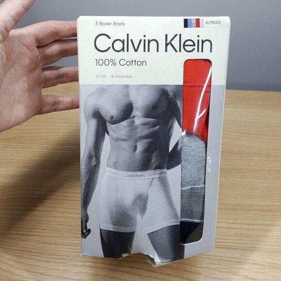 CALVIN KLEIN Boxer Brief Mens XL Gray Blue Black 5-Pack 100% Cotton Classic Fit - Picture 3 of 8